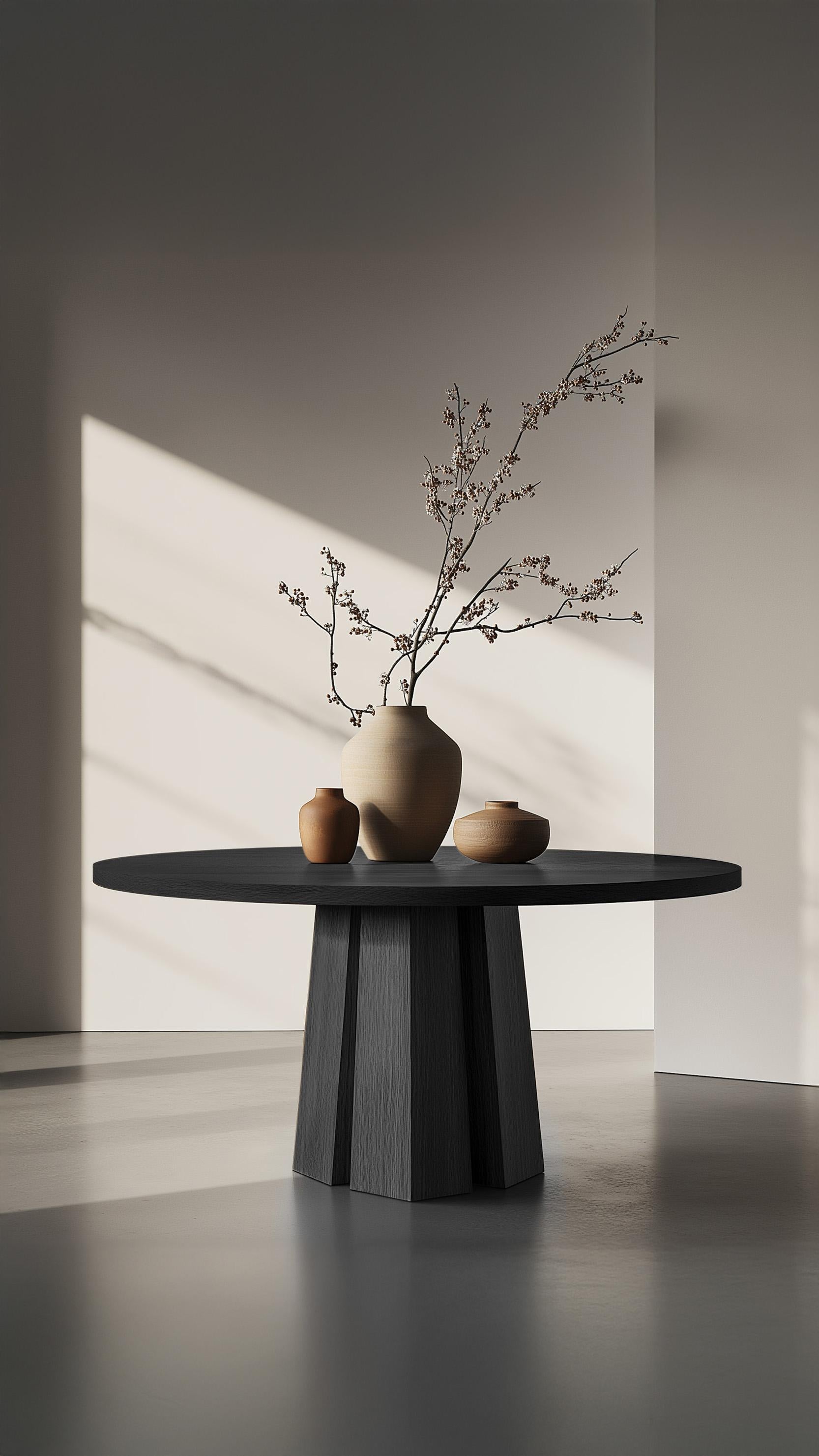 Hand-Crafted No31 Scarpa Round Dining Table – Custom Solid Wood Top by Joel Escalona For Sale