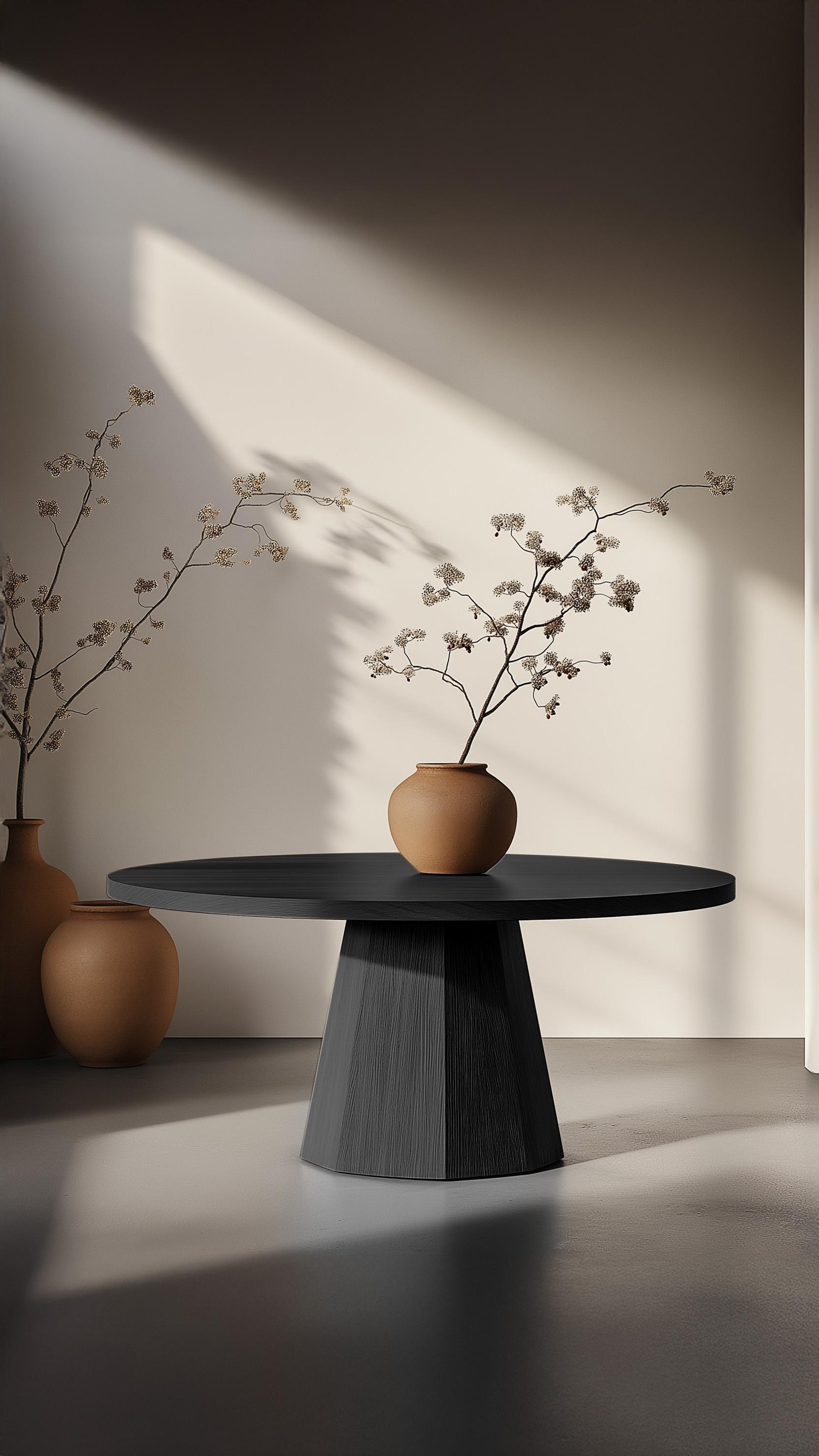 No33 Mesa de Comedor Scarpa - Tapa redonda con base de madera personalizable Joel Escalona Hecho a mano en venta