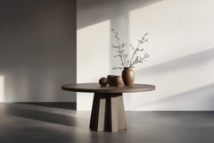 No39 Scarpa Round Dining Table – Cylindrical Sculptural Base by Joel Escalona