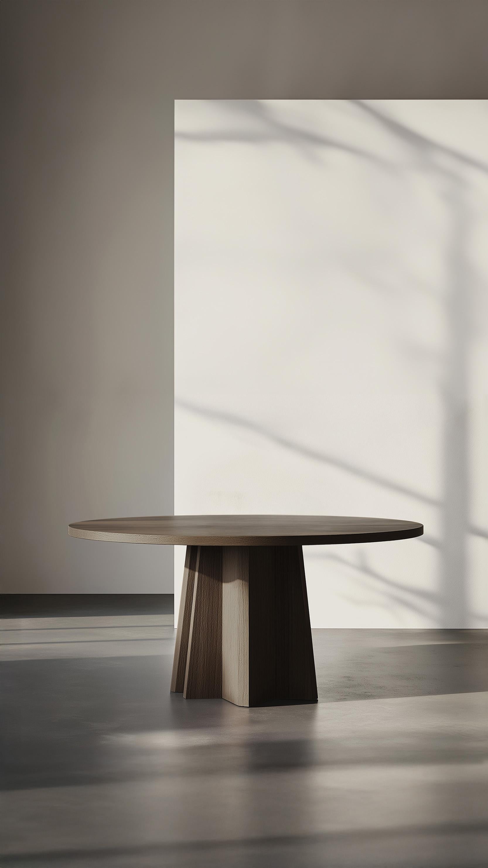 Mexican No40 Scarpa Dining Table by NONO – Round Wooden Top with Sculptural Base For Sale