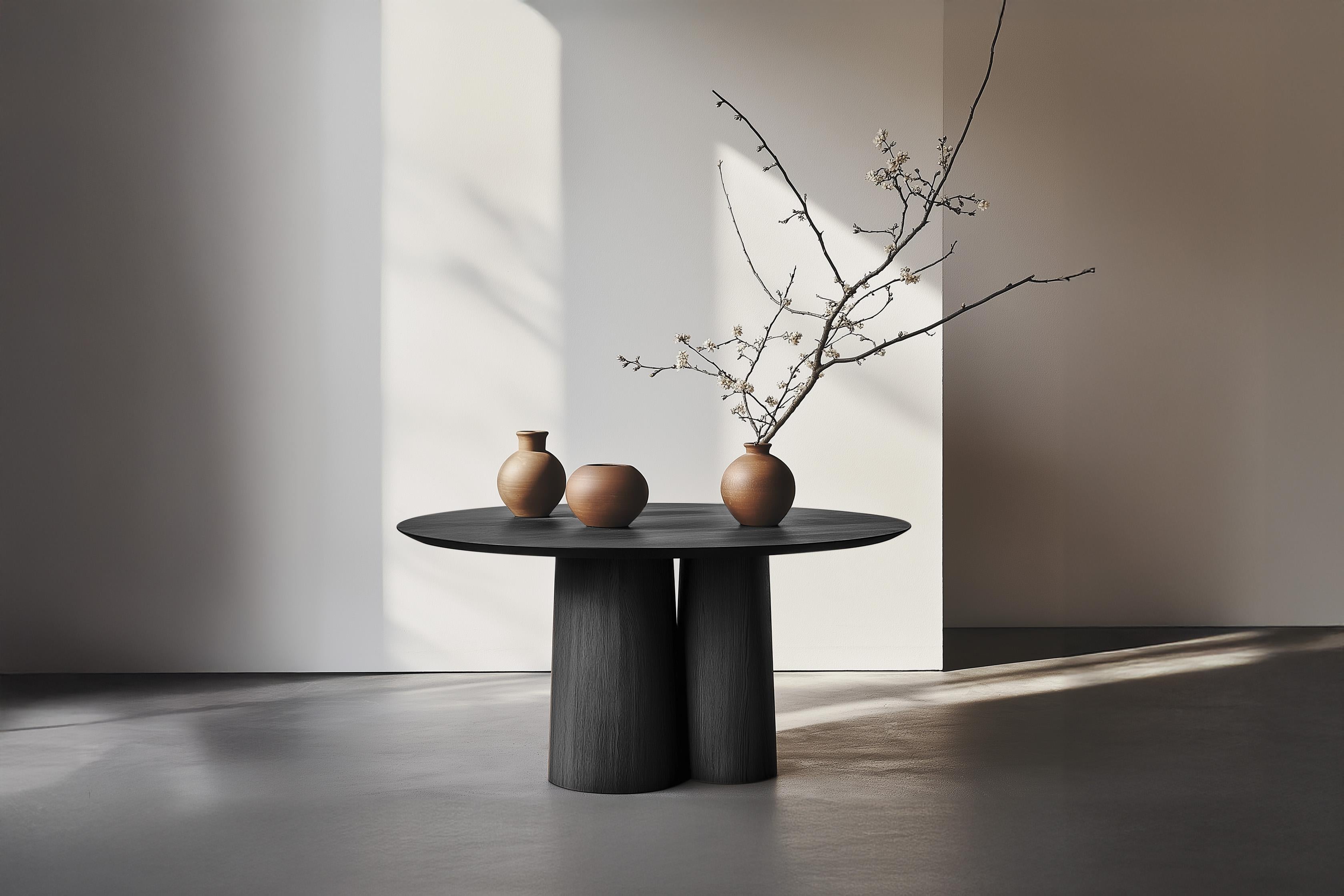Modern No43 Scarpa Dining Table – Round Solid Wood Top with Sculptural Form by Joel Esc For Sale
