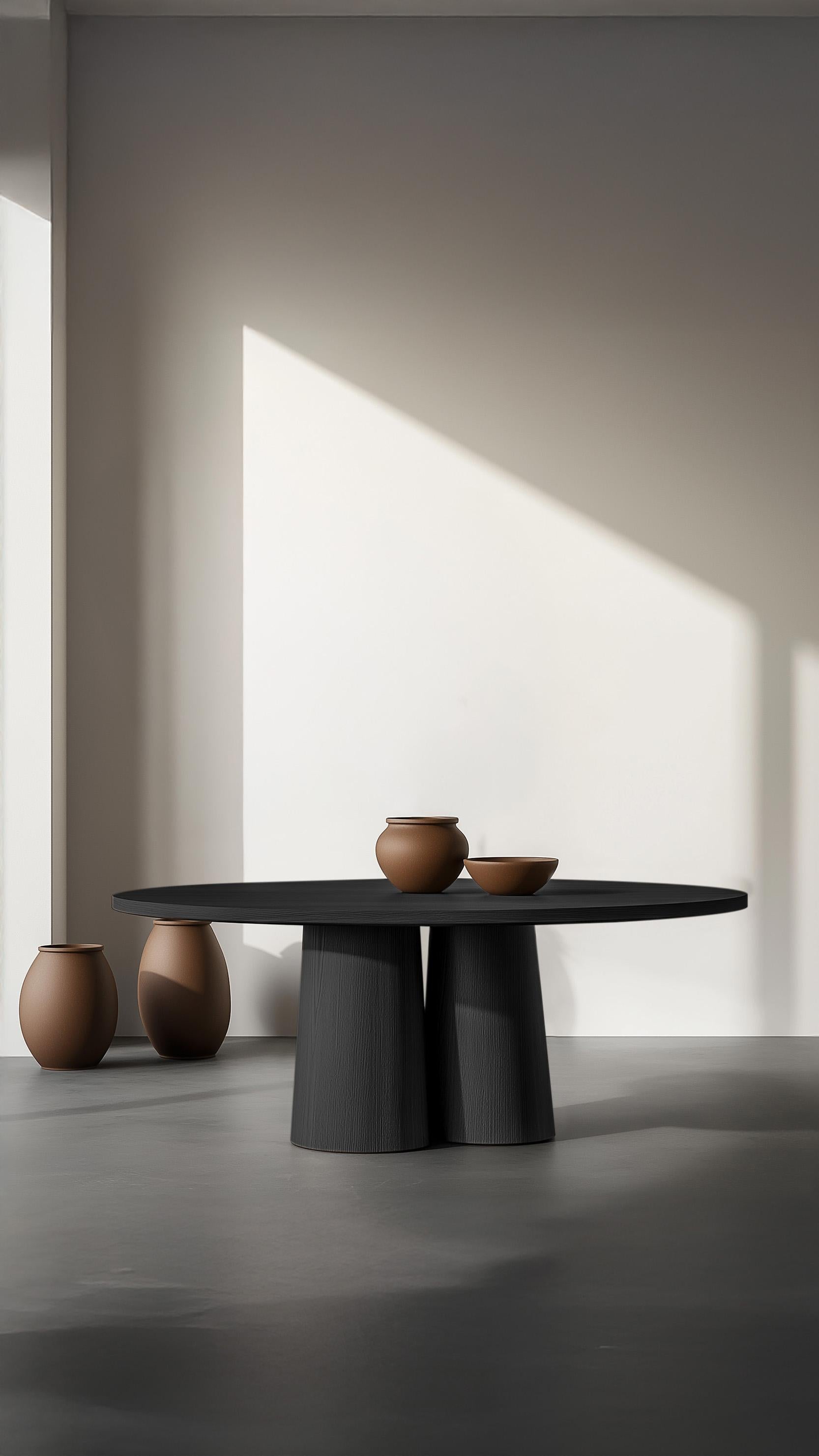 Fait main No44 Scarpa Table by NONO - Base cylindrique et plateau de salle à manger rond en bois en vente