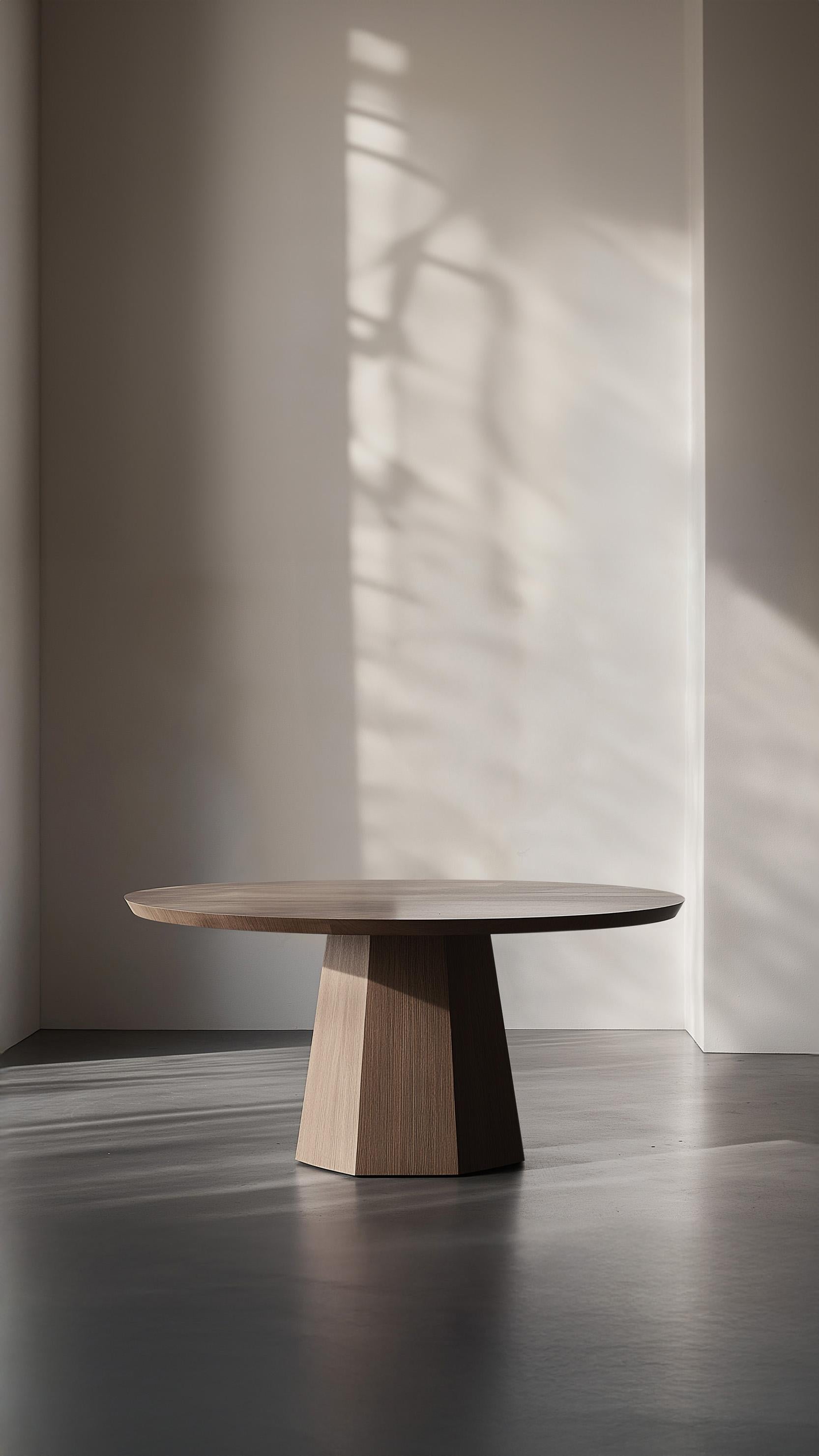 Mexican No5 Scarpa Table – Round Solid Wood Dining Table with Cylindrical Base by Joel E For Sale