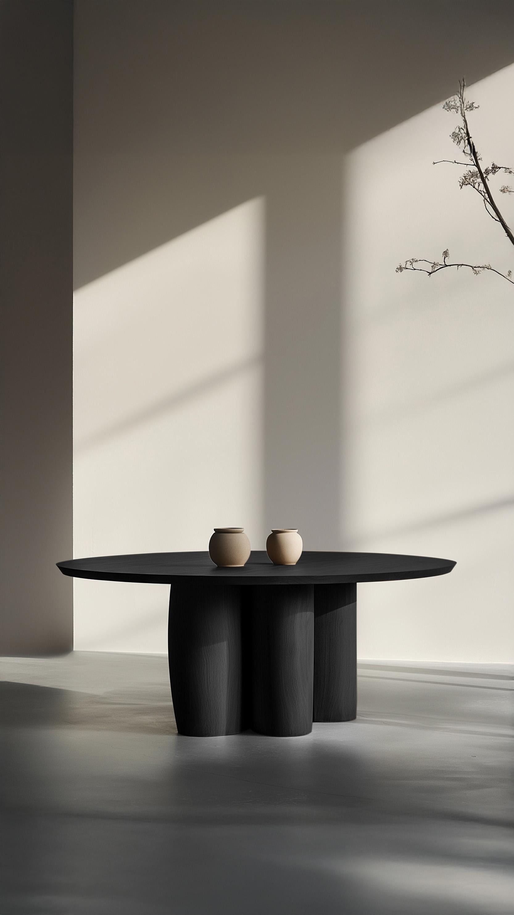 Fait main Table No50 Scarpa par NONO - Plateau rond et base en bois au design sculptural en vente