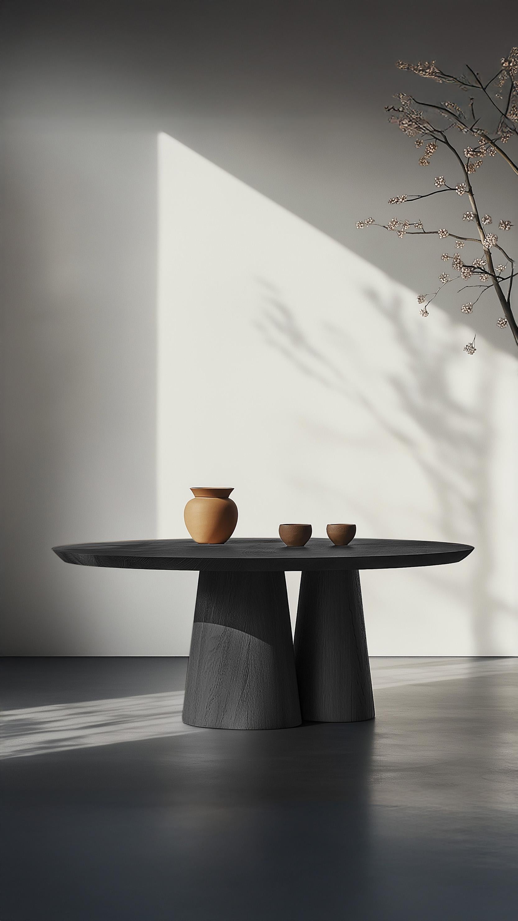 Hand-Crafted No51 Scarpa Dining Table – Custom Round Solid Wood Top by Joel Escalona For Sale