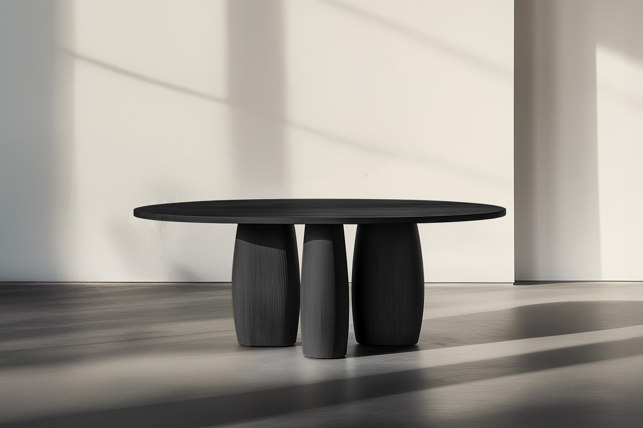 Moderne No52 Scarpa Table by NONO - Base sculpturale cylindrique avec plateau rond en bois en vente