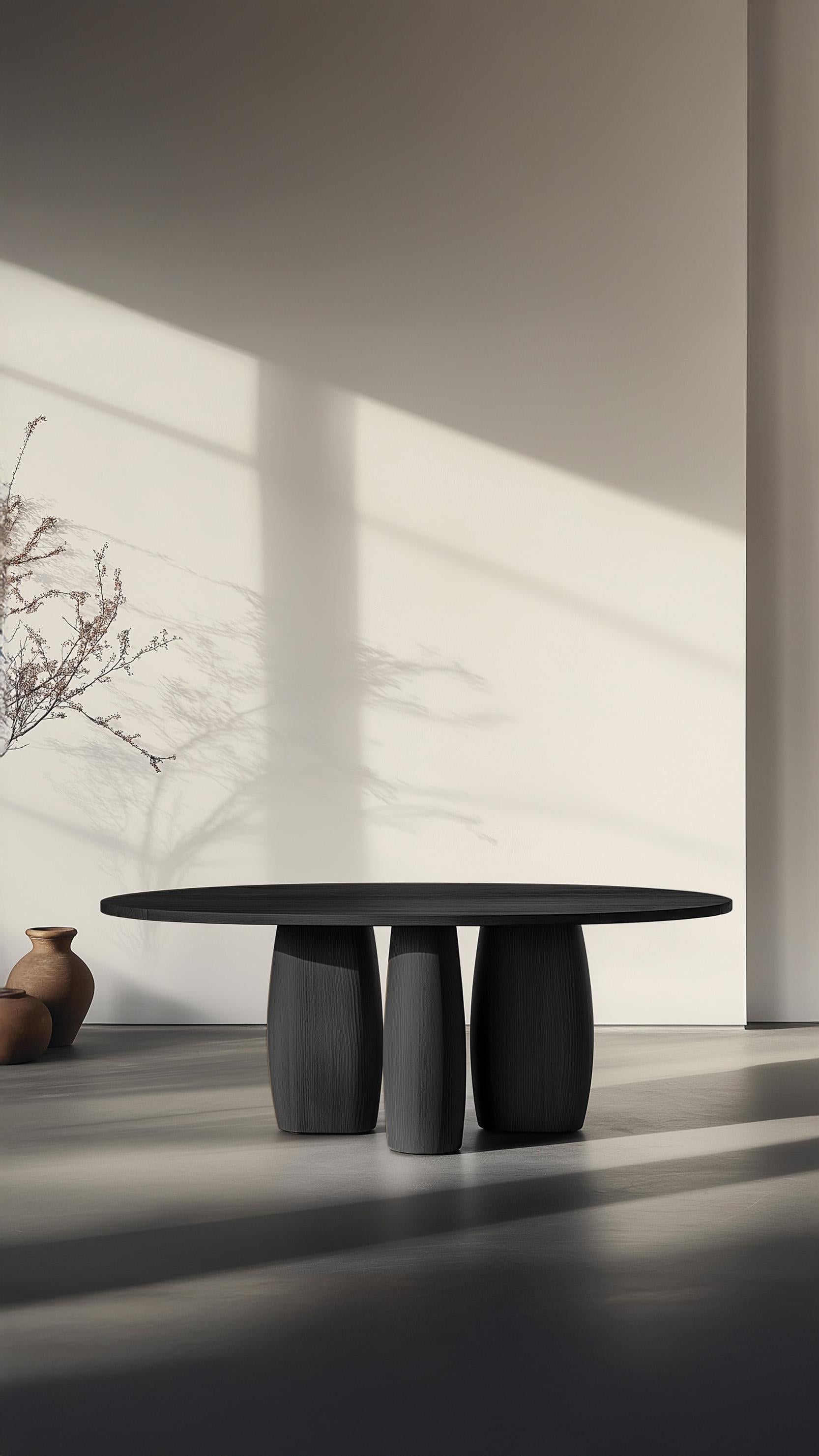 Fait main No52 Scarpa Table by NONO - Base sculpturale cylindrique avec plateau rond en bois en vente