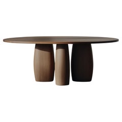 No52 Scarpa Table by NONO – Cylindrical Sculptural Base with Round Wooden Top