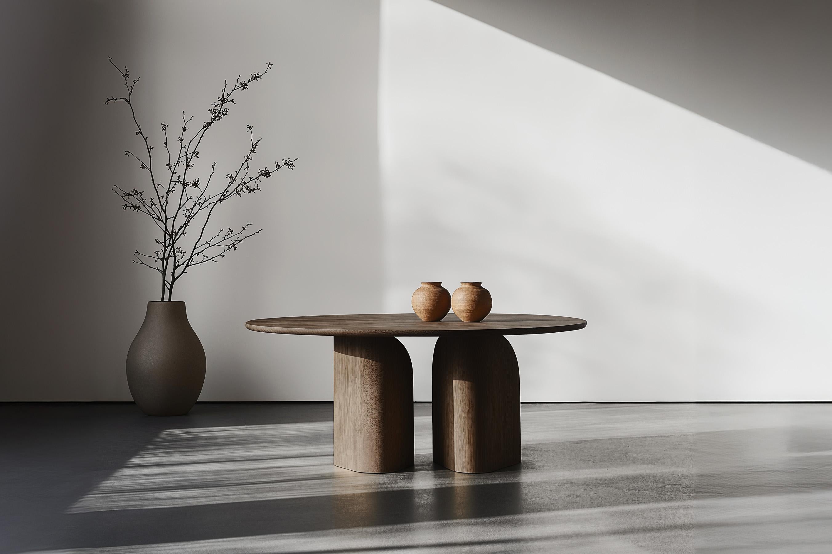 No54 Scarpa Wooden Table by NONO - Round Top with Sculptural Solid Base (Table en bois Scarpa No54 par NONO - Plateau rond avec base solide sculpturale)

---

La Collection S/One est un hommage au légendaire architecte et designer italien Carlo