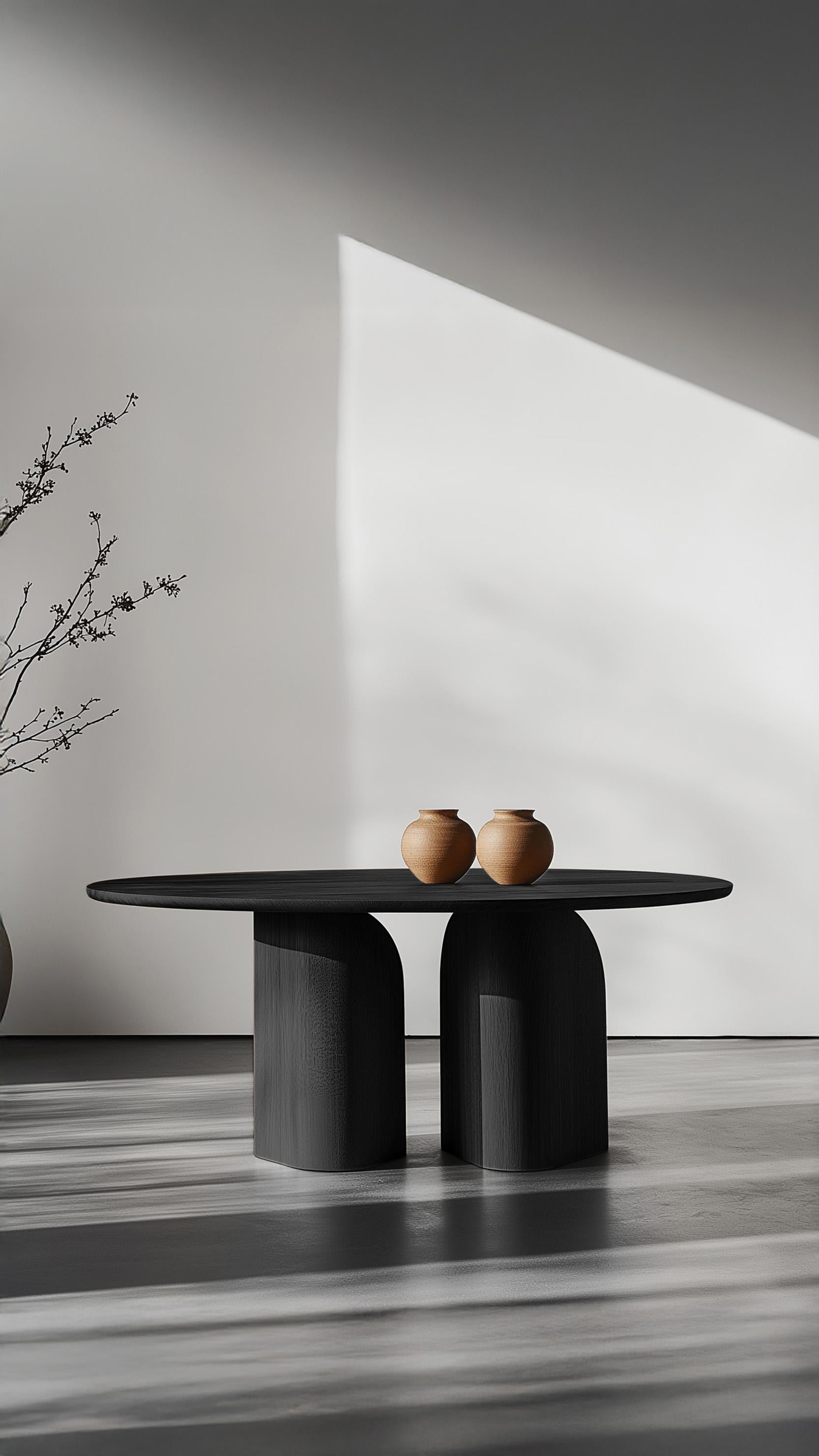 Fait main No54 Scarpa Wooden Table by NONO - Round Top with Sculptural Solid Base (Table en bois Scarpa No54 par NONO - Plateau rond avec base solide sculpturale) en vente