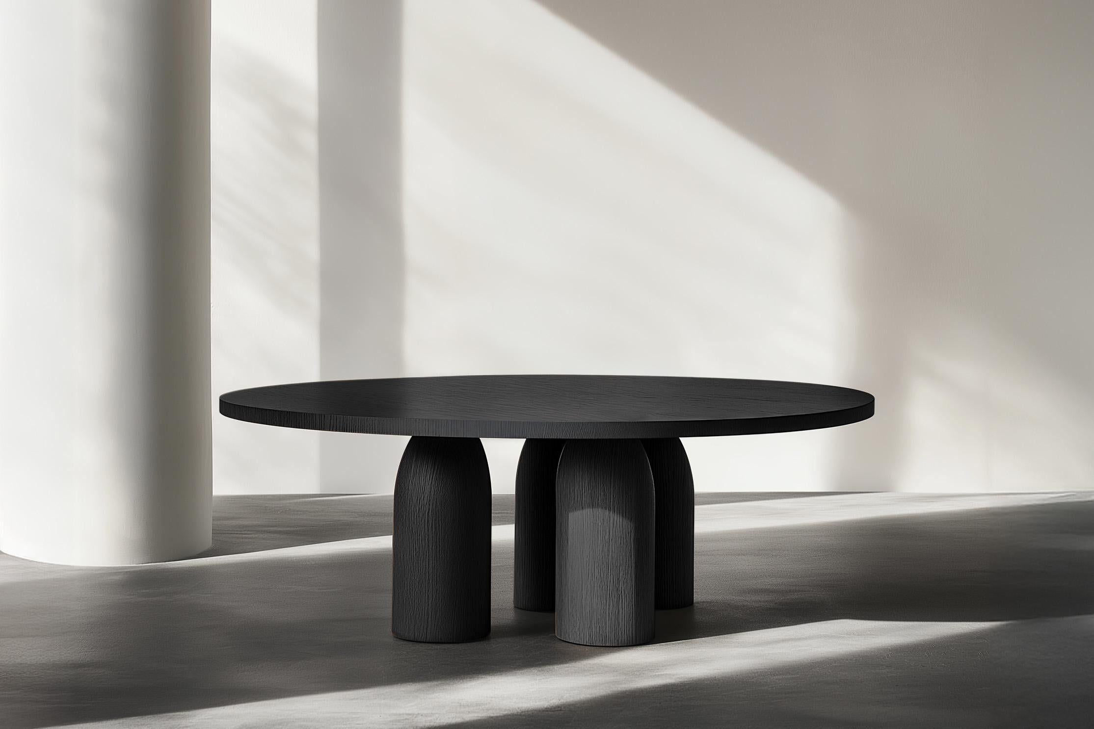 Modern No56 Scarpa Dining Table by NONO – Cylindrical Wooden Base with Round Top For Sale
