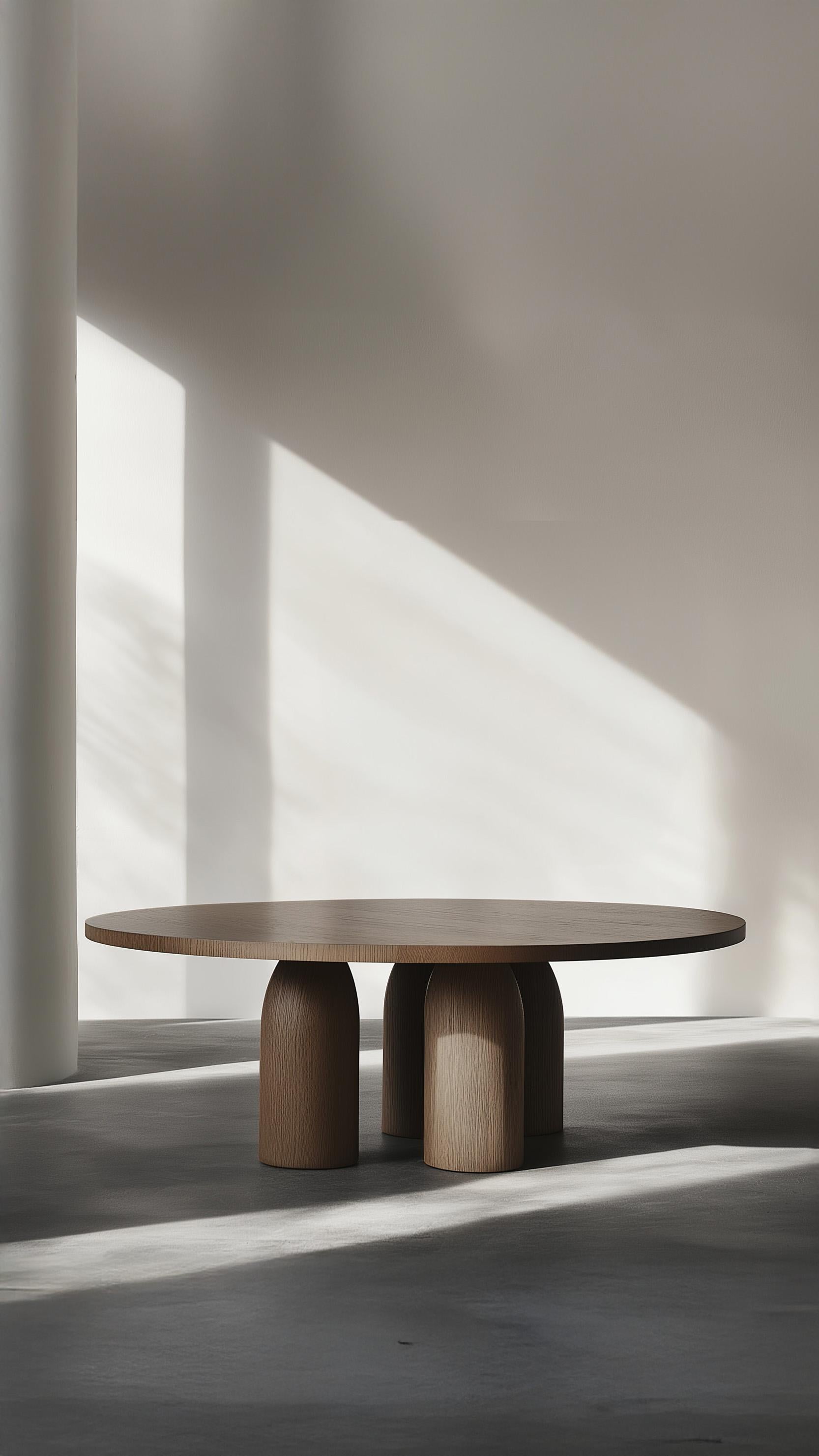 Mexican No56 Scarpa Dining Table by NONO – Cylindrical Wooden Base with Round Top For Sale