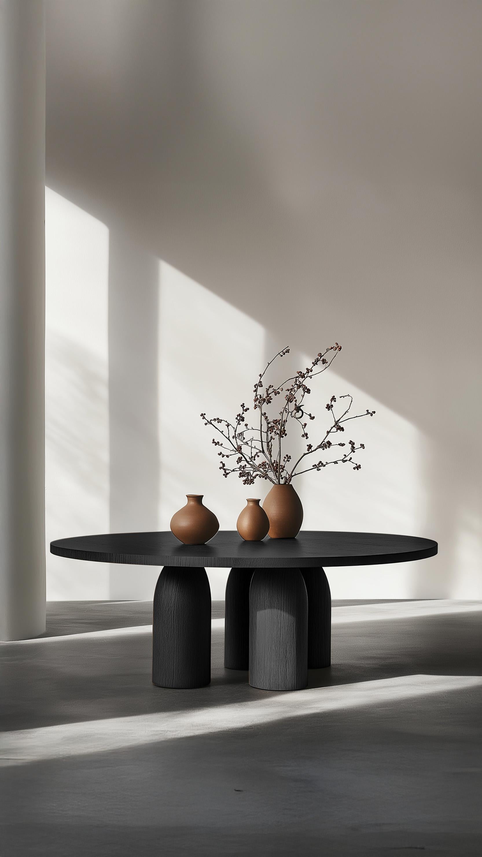 Hand-Crafted No56 Scarpa Dining Table by NONO – Cylindrical Wooden Base with Round Top For Sale
