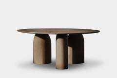 No58 Scarpa Table by NONO – Round Wooden Top and Cylindrical Sculptural Base