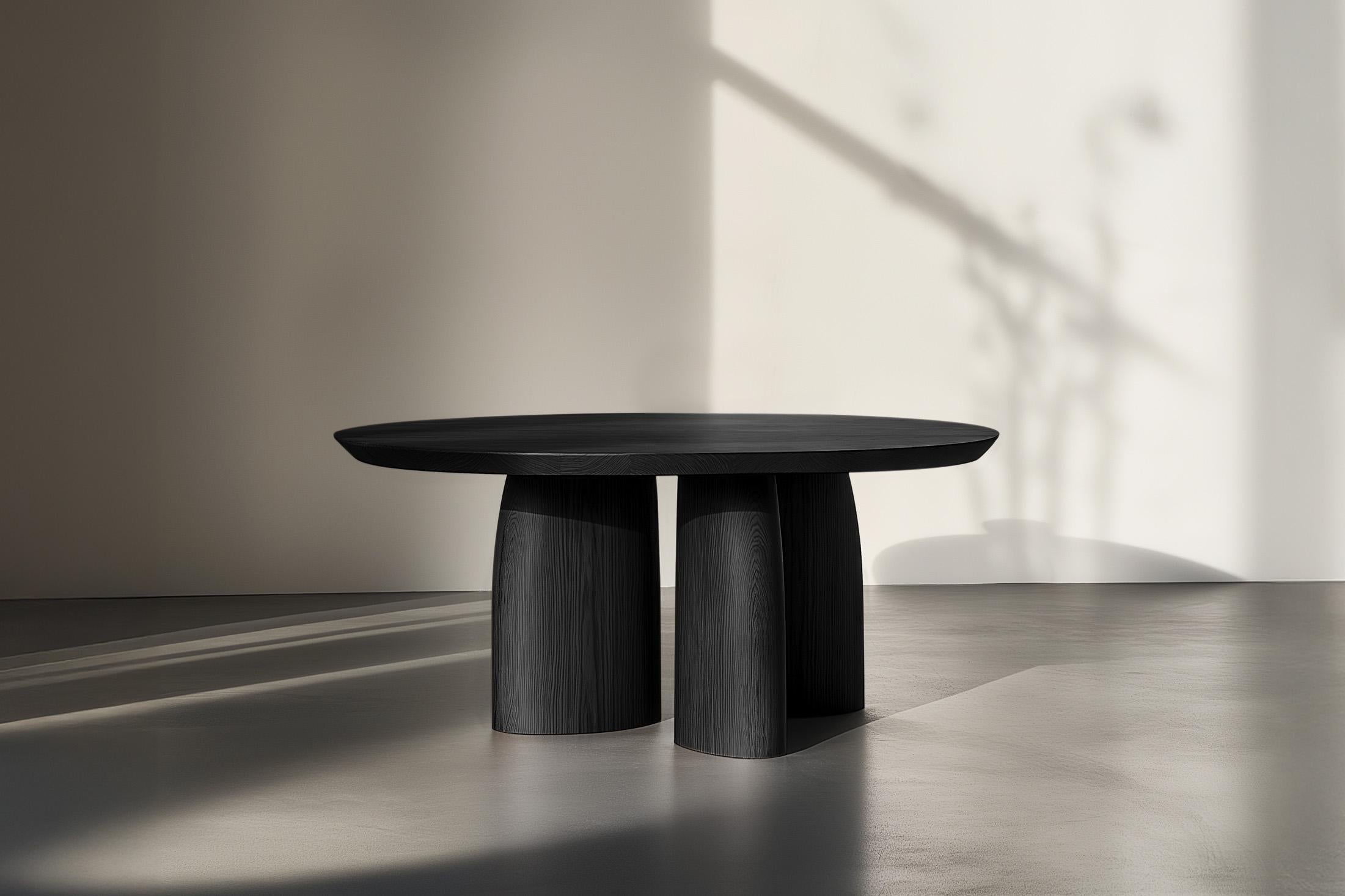 Moderne No60 Scarpa Wooden Table by NONO - Plateau rond avec base cylindrique unique en vente
