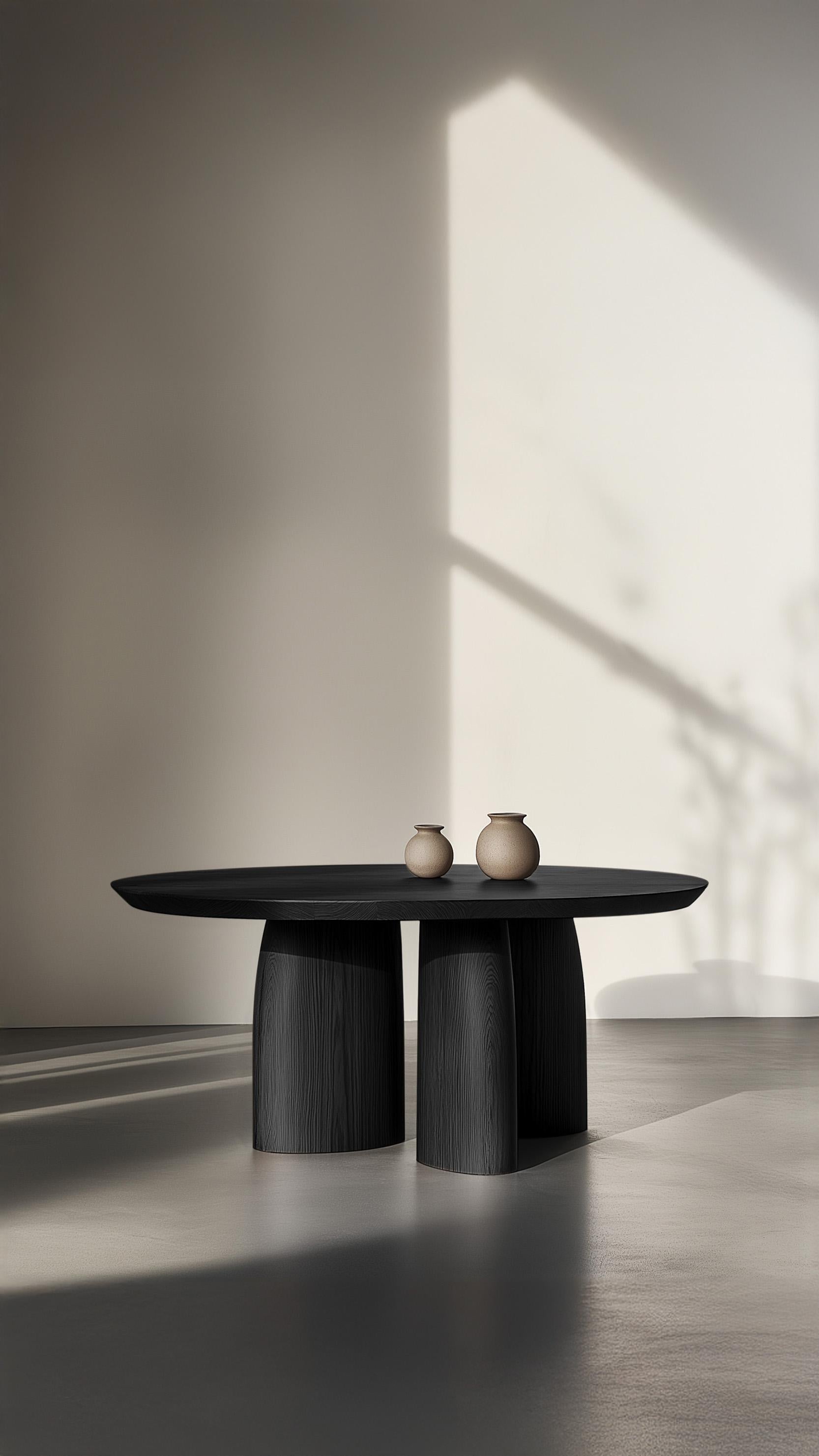 Fait main No60 Scarpa Wooden Table by NONO - Plateau rond avec base cylindrique unique en vente