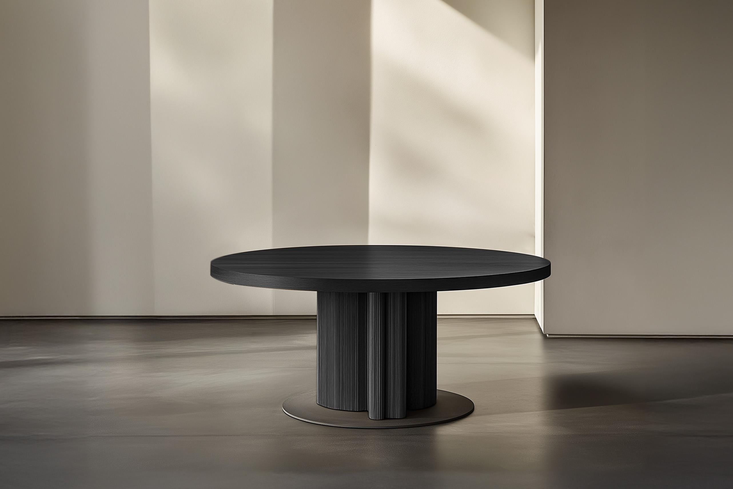 Modern No7 Scarpa Dining Table – Solid Wood Round Top with Cylindrical Base by Joel Esc For Sale