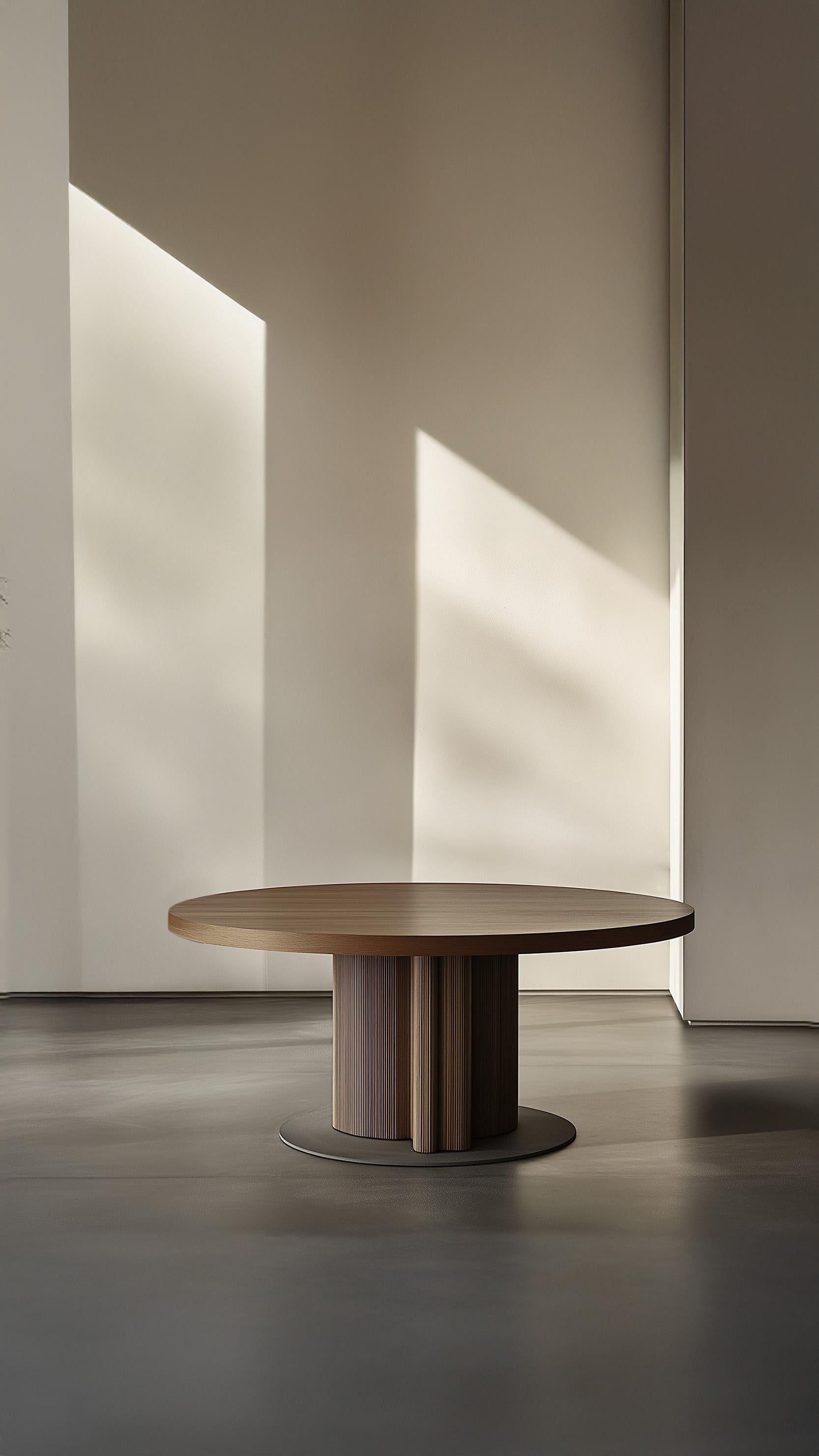 Mexican No7 Scarpa Dining Table – Solid Wood Round Top with Cylindrical Base by Joel Esc For Sale