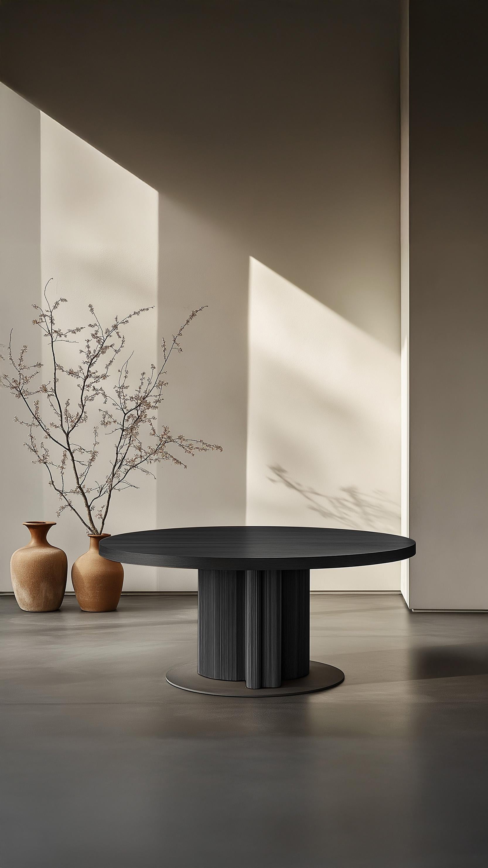Hand-Crafted No7 Scarpa Dining Table – Solid Wood Round Top with Cylindrical Base by Joel Esc For Sale