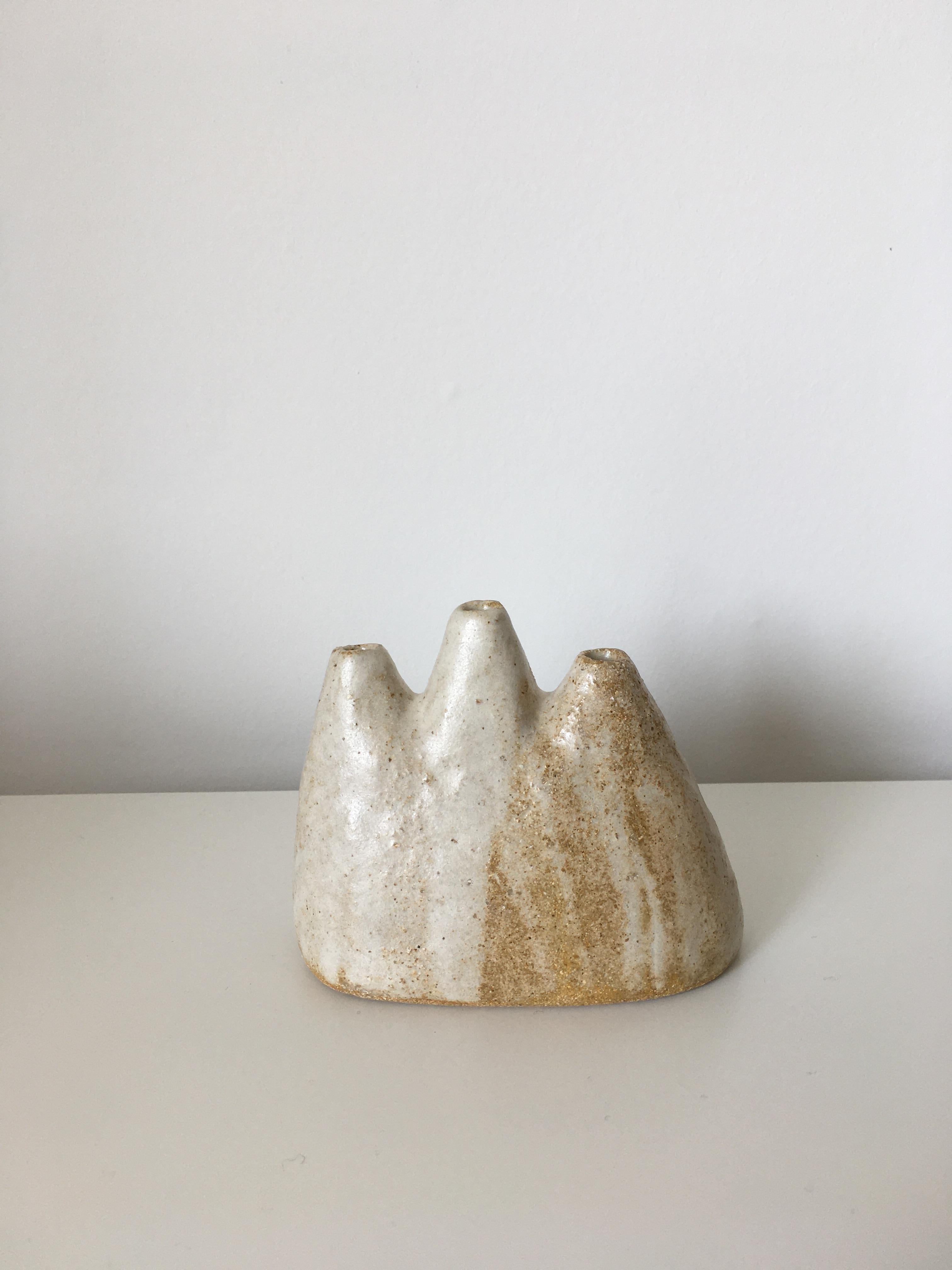 No.8 Stoneware sculpture, Tonfisk by Ciona Lee 
One of a Kind
Dimensions: W 11 x D 5.5 x H 9 cm
Materials: Grogged stoneware, Satin Cream Glaze
Variations of size and colour available.

Tonfisk is the ceramic practice by Ciona Lee, a