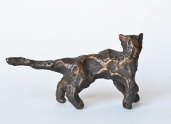 Cat Under the Bridge -miniature cat bronze sculpture by NY artist Noa Bornstein