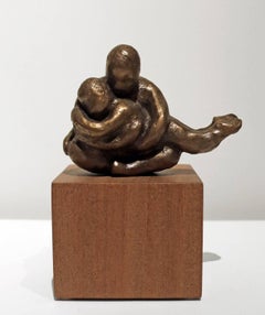 Mother and Child -miniature figurative bronze by New York artist Noa Bornstein