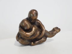 Mother and Child -miniature figurative bronze by New York artist Noa Bornstein