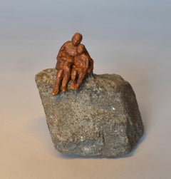 Once Upon a Time upon a Rock- playful miniature bronze and stone figures