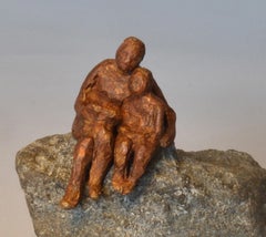 Once Upon a Time upon a Rock- playful miniature bronze and stone figures 