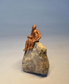 Once Upon a Time upon a Rock- playful miniature bronze figures