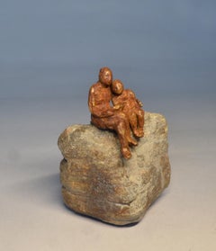 Once Upon a Time upon a Rock- playful miniature bronze figures 