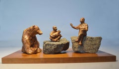 Once Upon a Time with Bear- playful interactive bronze figures 