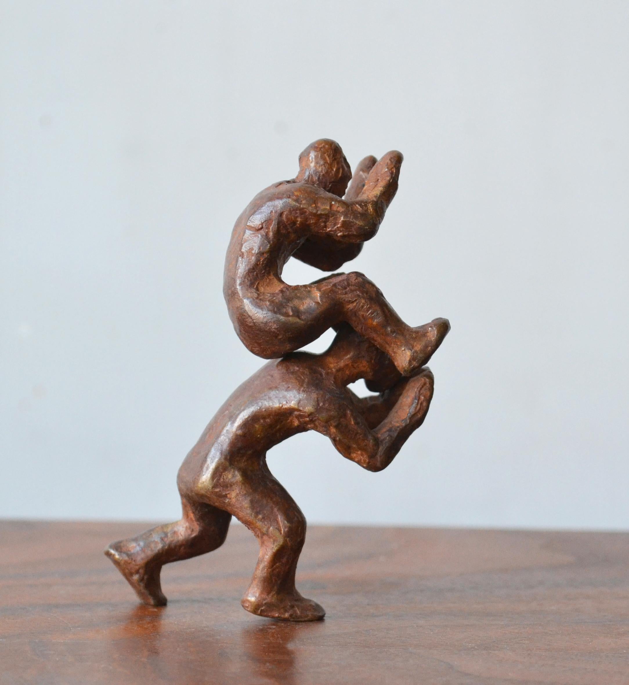 Why Fight When You Can Play? 2 Pairs of interactive miniature bronze figures  3