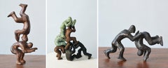 Why Fight When You Can Play? 3 Pairs interactive miniature bronze figures 