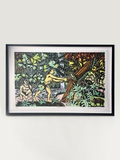 "Noa Noa" Framed Woodcut on Suzuki Paper by Red Grooms