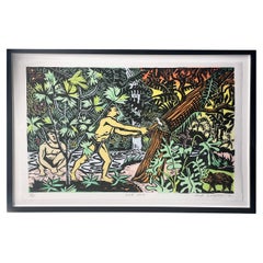 "Noa Noa" Framed Woodcut on Suzuki Paper by Red Grooms