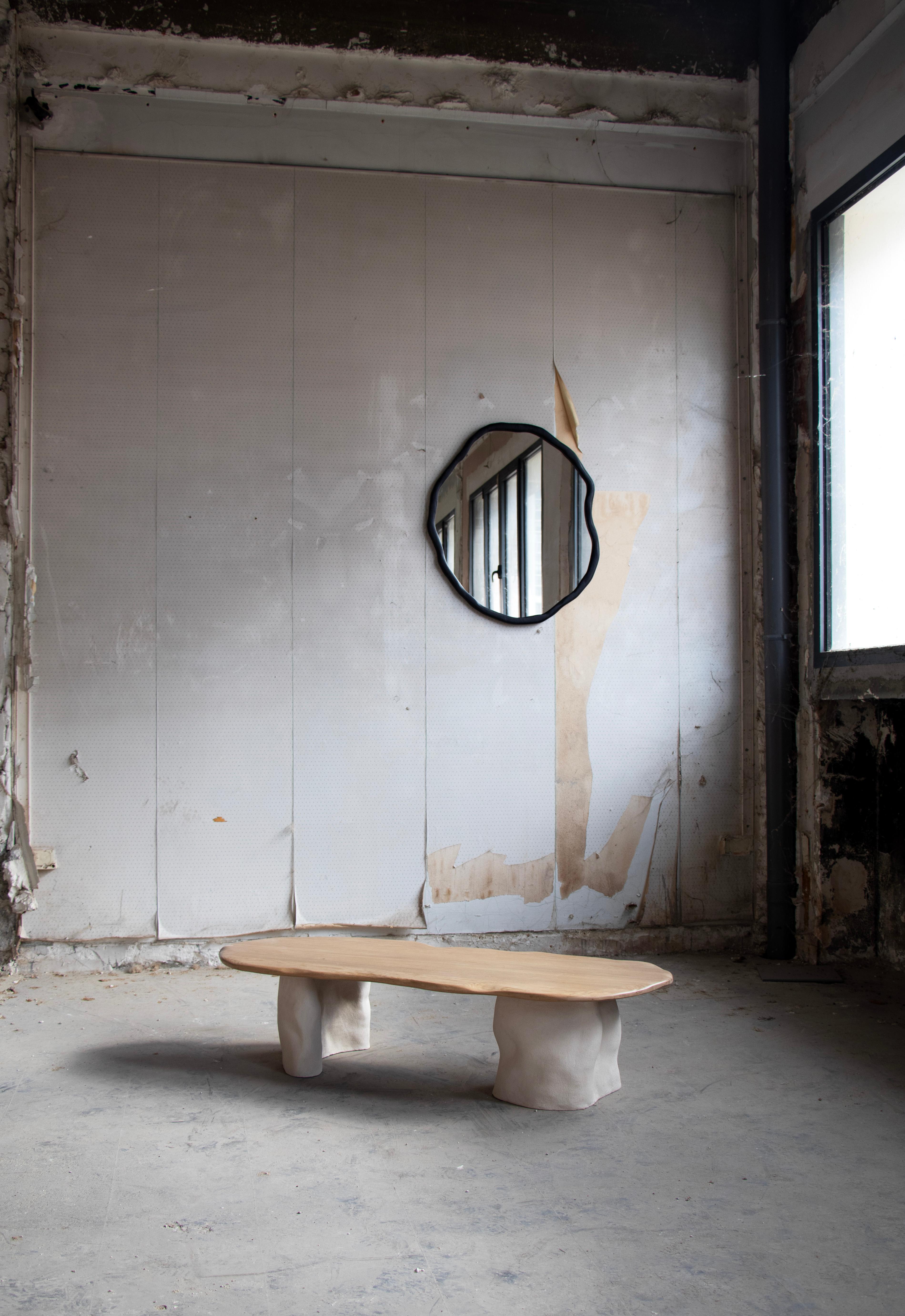 Quercia Tavolo Noa in Oak francese e gres Chamotte bianco di Alice Lahana Studio in vendita