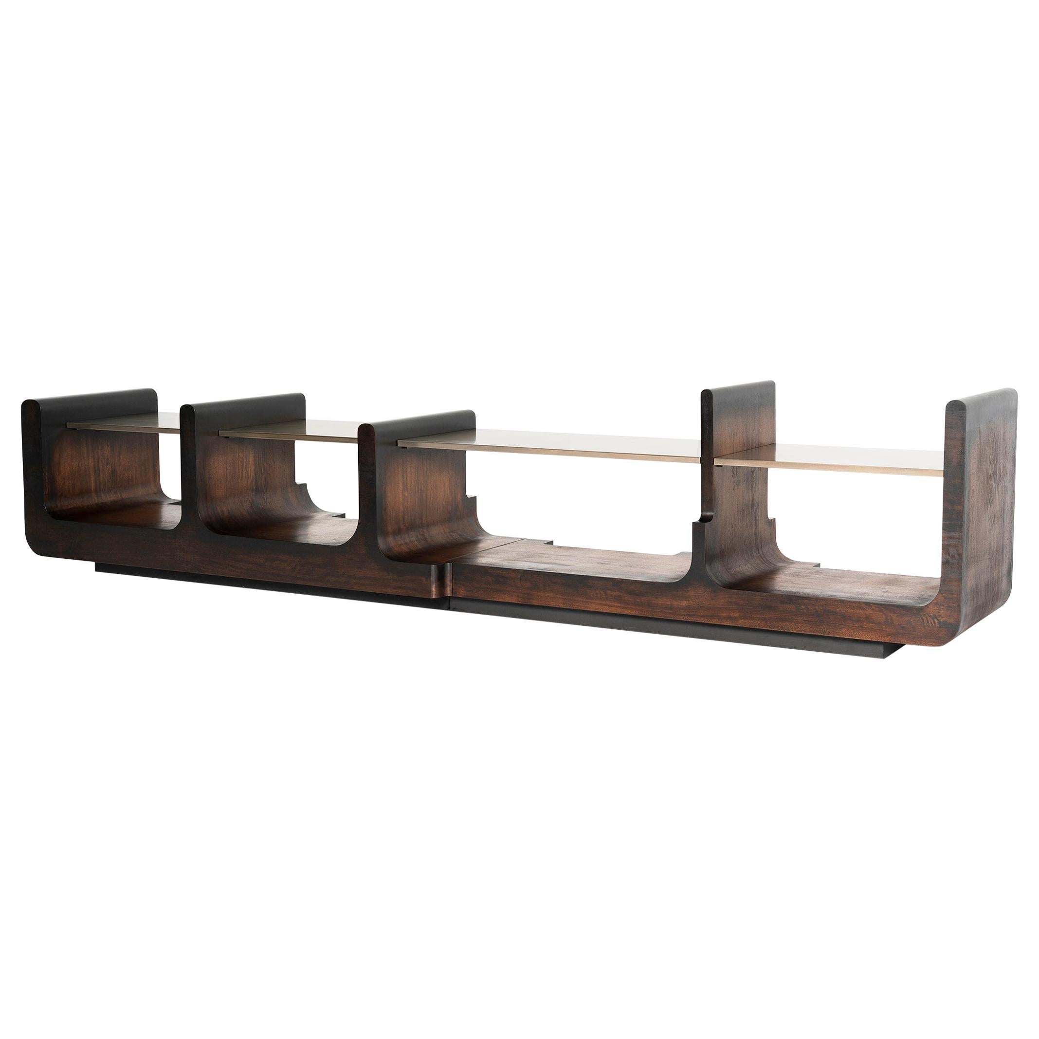 NOAH, 21st Century Modern Bespoke Audio Sideboard in African Walnut and Brass