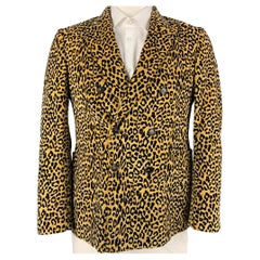 NOAH Size 40 Tan Black Animal Print Cotton Peak Lapel Sport Coat