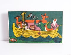 "Arc de Noé" sérigraphie sur jute de Mirja Vänni, Finlande, années 1960