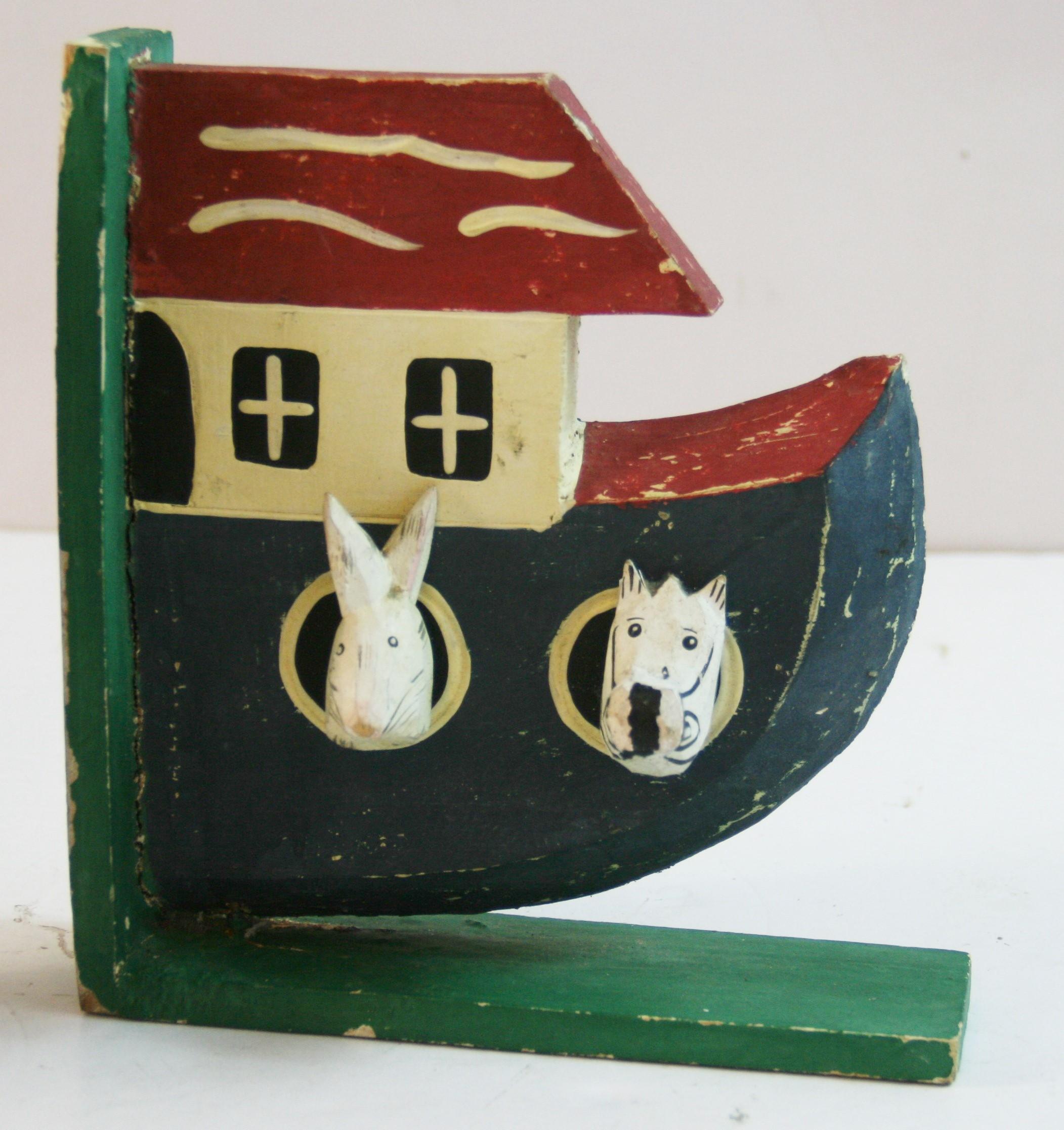 Noah's Ark Folk Art Carved Wood Sculpture /Bookends For Sale 2