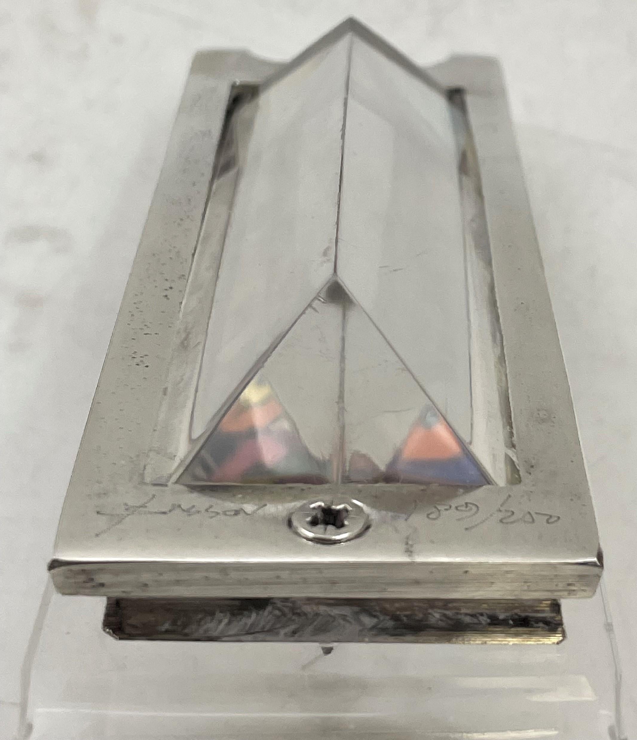 Metal Noam Basson Artistic Glass Limited Edition Mezuzah For Sale