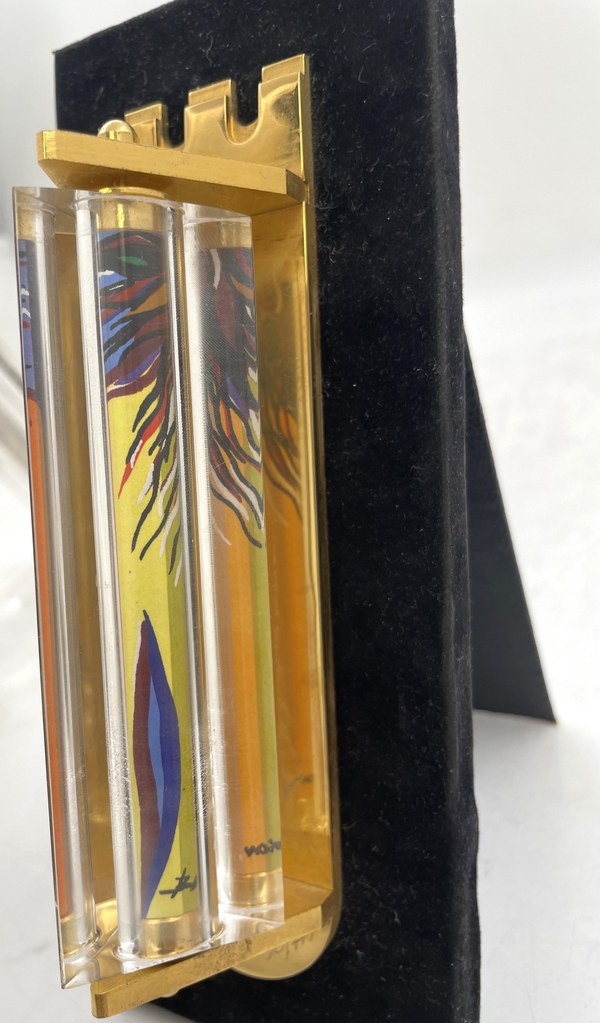 Israeli Noam Basson Artistic Glass Limited Edition Mezuzah on Felt For Sale