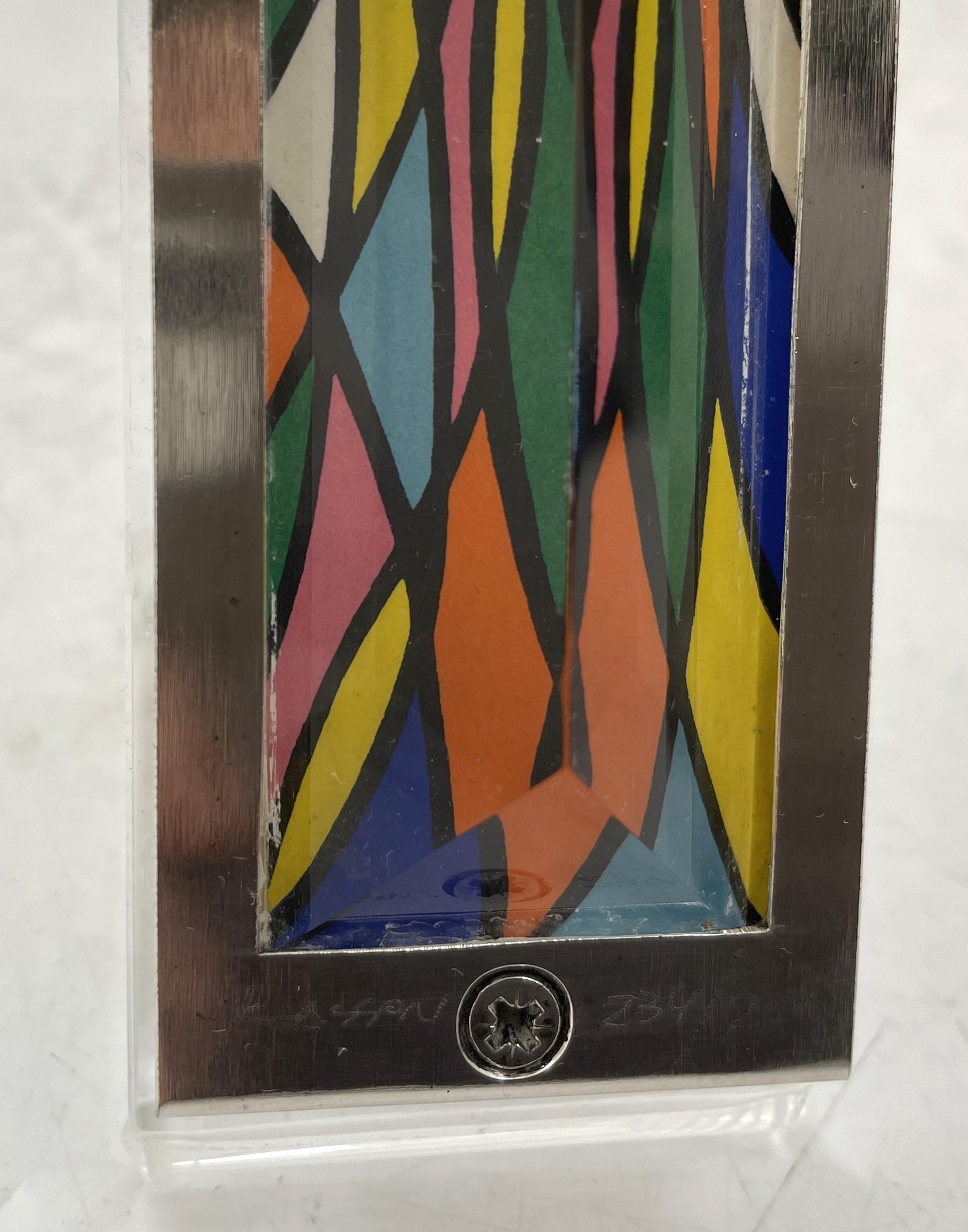 Noam Basson Artistic Glass on Lucite Limited Edition Mezuzah In Good Condition For Sale In New York, NY
