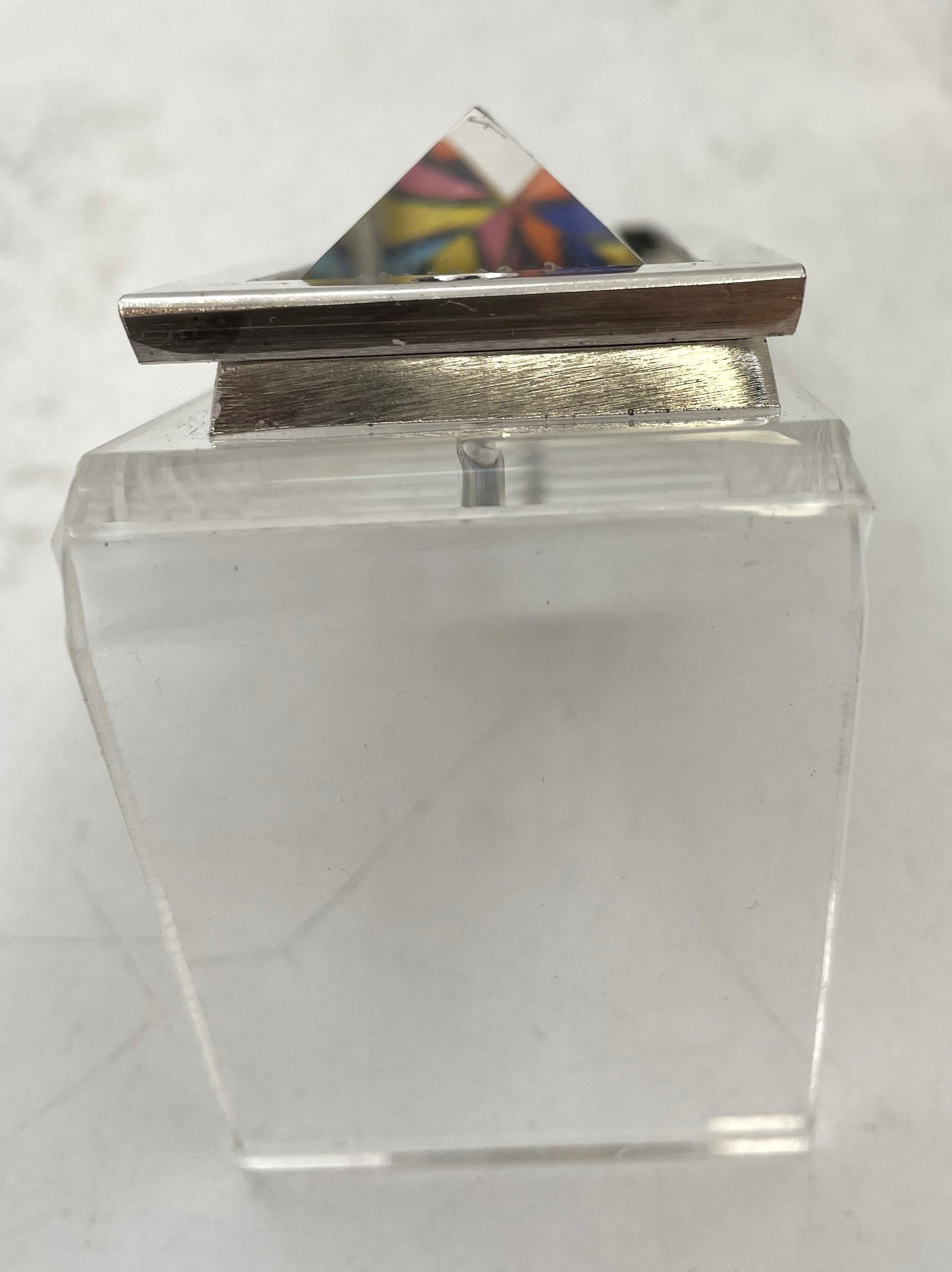 20th Century Noam Basson Artistic Glass on Lucite Limited Edition Mezuzah For Sale