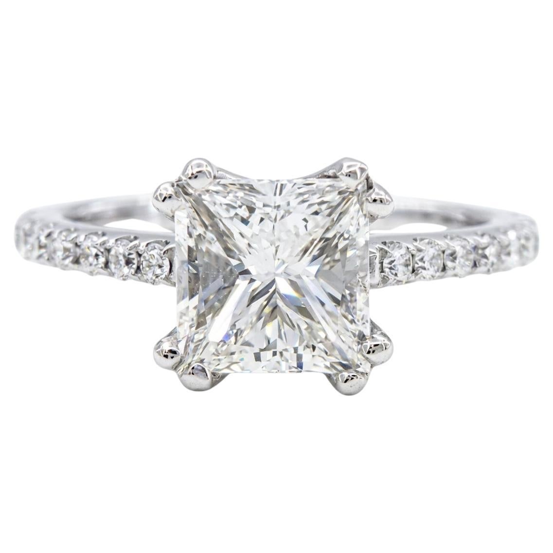 Anello di fidanzamento solitario con diamante taglio principessa certificato Noam Carver da 1,4 carati in vendita