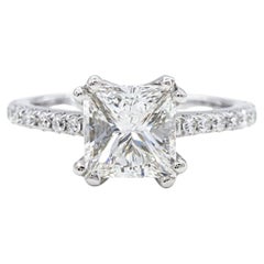 Noam Carver Certified Princess Cut Diamond Solitaire Engagement Ring 1.4 Carats