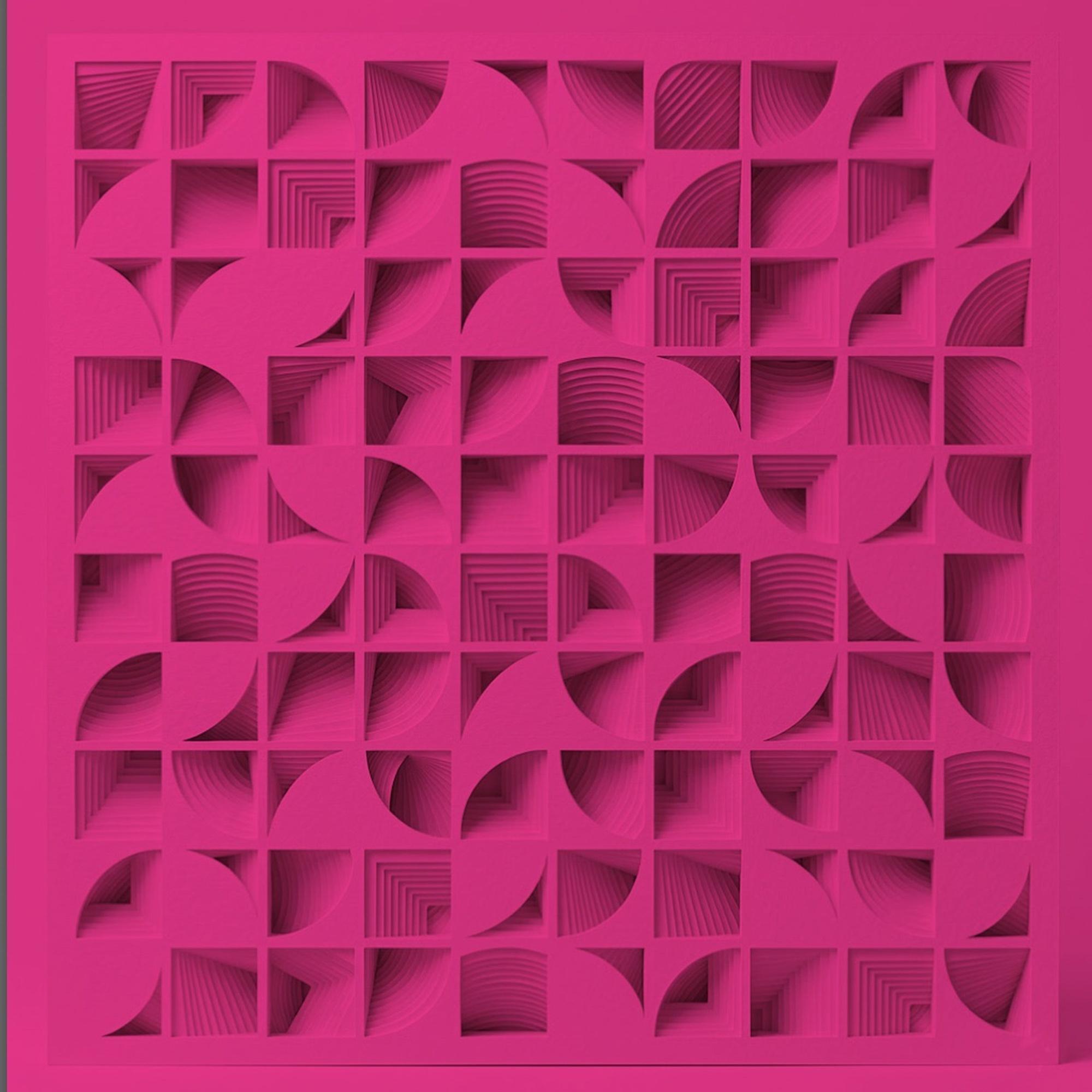 Echoes in Pink Geometric Abstract Painting: Paper and Spray Paint