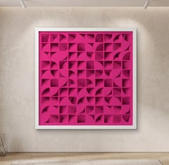 Echoes in Pink Geometric Abstract Painting: Paper and Spray Paint