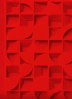 Echoes in Red- geometric abstract, 65X65, framed